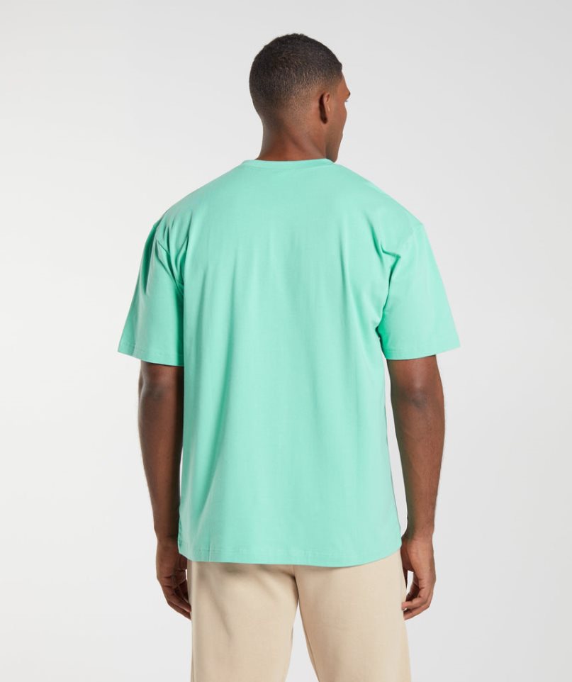 Men's Gymshark Essential Oversized T-Shirts Turquoise | NZ 7DSEKW